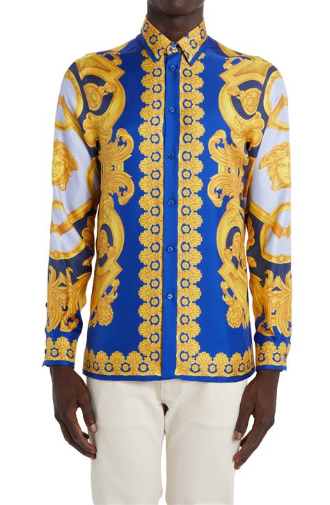 versace men's button up|versace button up shirt men.